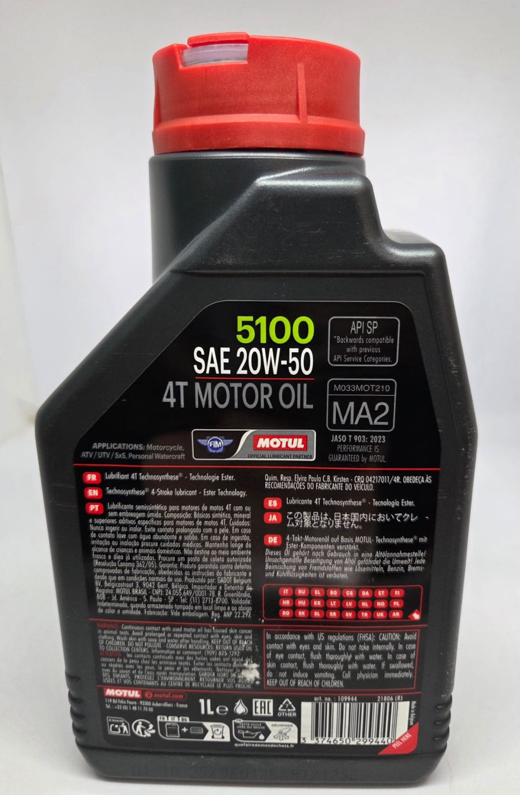 ACEITE MOTUL 5100 20W50 4T 1L - Imagen 2